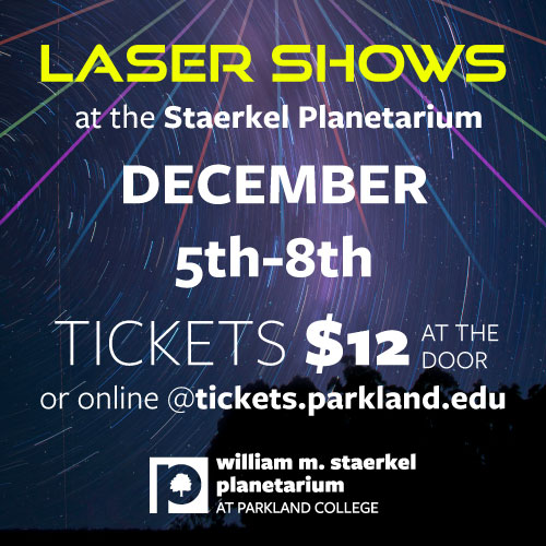 Planetarium laser shows Dec 5-8