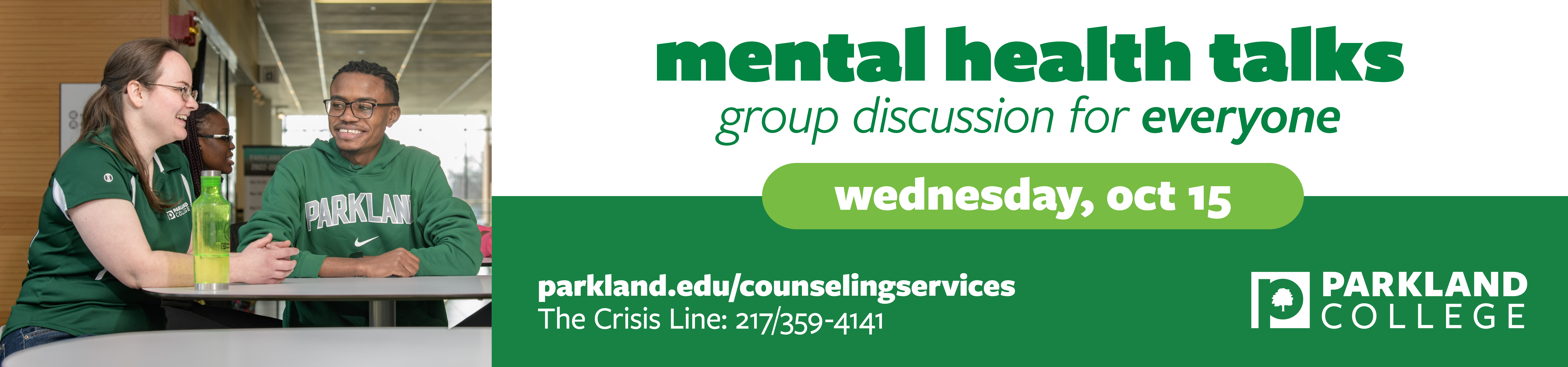 Mental health Talks: group discussion for everyone on Wednedsay, October 15.